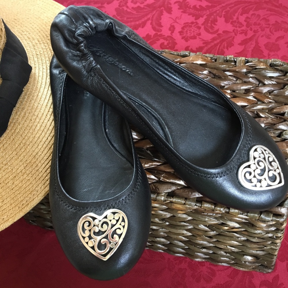 Brighton Heart black leather ballet flats